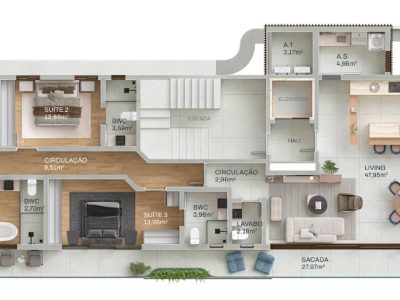 Penthouse Frente Mar com 4 Suítes em Cabeçudas, Itajaí/Sc