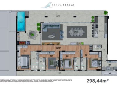 Apartamento Frente Mar com 4 Suítes e Piscina Privativa na Praia Brava