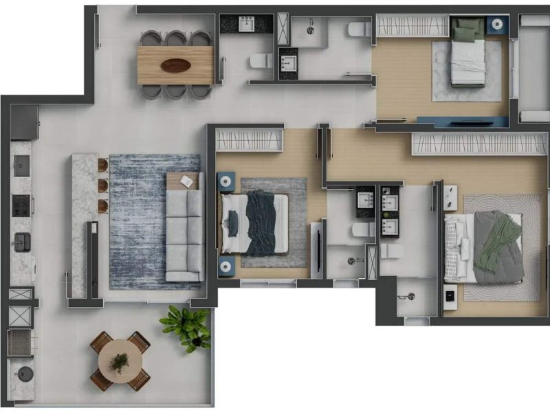 Apartamento com 3 Suítes no Fazenda Garden