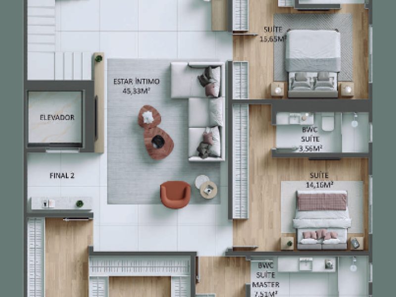 Cobertura com Vista para a Beira-Rio no Altimare na Fazenda em Itajaí