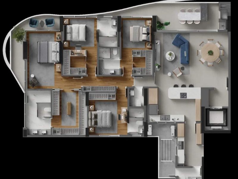 Apartamento com 4 Suítes no Lotisa Skyline no Bairro Fazenda